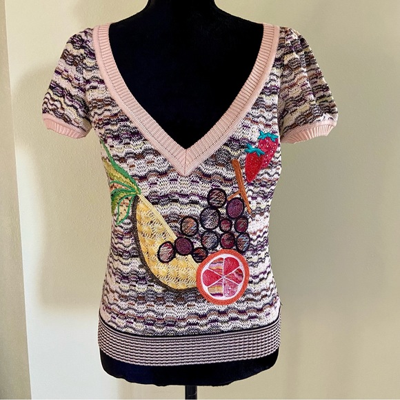 Missoni 2005 Collectable Fruit Applique Knit Sweater V Neck Limited Edit… - Picture 1 of 14